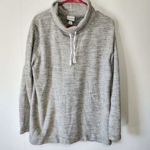 Sweaters - Ava & Viv Gray Cowl Neck Sweatshirt Metallic Shimmer Knit Womens Size X
